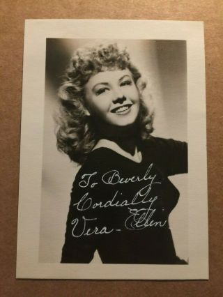 Vera - Ellen Rare Early Vintage Autographed Photo On The Town 1940s