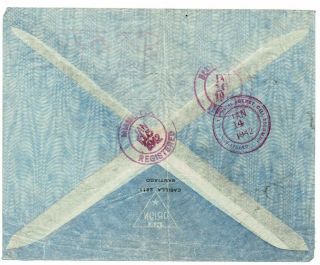 Chile 1942 Santiago Cancel On Registered,  Airmail Cover To U.  S. ,  Uspa Cali Cxl