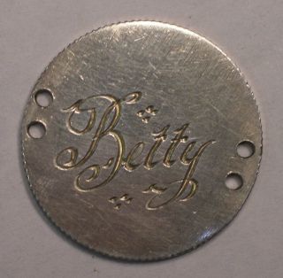 " Betty " Love Token Engraved 1943 - S Sterling Silver Australia Shilling Coin 4310