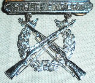 Wwii - Us Marine Corps - Vintage Usmc Rifle Expert Sterling Military Medal/badge