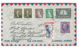 Gb - Lundy Island - Airmail Cover From Canada 9.  3.  1954 With Lundy Stamp Tied 25.  3.  54