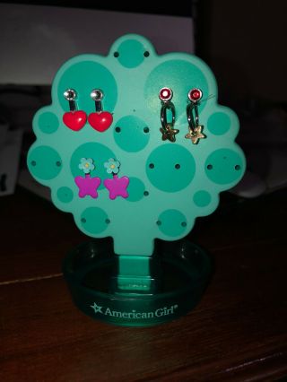 American Girl 18 " Doll - Aqua Earring Tree With 3 Earrings