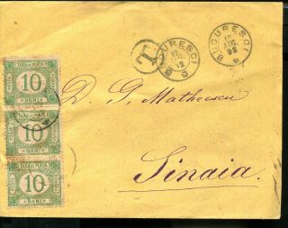 Romania 1892 Local Cover 3x10 Bani Postage Due Stamp Sinaia
