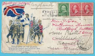 Boer War Usa Patriotic Cover 1900 Brooklyn To England