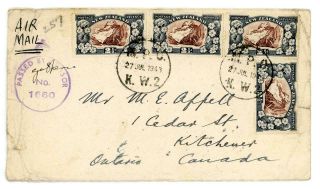 1943 Zealand 4 X 2½d On Censored Cover To Canada With Mpo / Kw2 Postmark