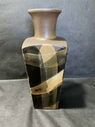 Pottery Craft Usa Stoneware Brushstrokes Vase By Robert Maxwell Mcm Vintage
