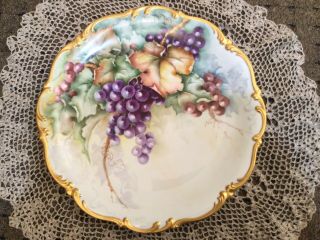 Hand Painted Antique Plate Bavarian P T Tirschenreuth Gilded 13”diameter 2