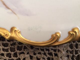 Hand Painted Antique Plate Bavarian P T Tirschenreuth Gilded 13”diameter 3