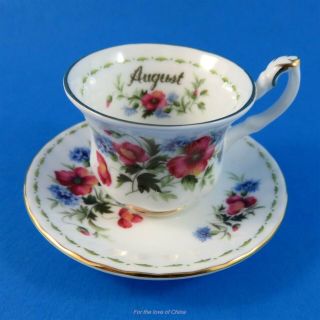 Royal Albert Flower Of The Month August Poppy Teacup And Saucer Miniature