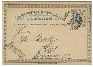 Liberia 1900 Monrovia Cancel On Postal Card To Germany