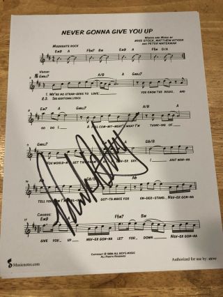 Rick Astley Signed Autograph " Never Gonna Give You Up " Sheet Music 1