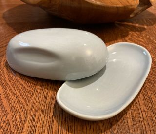 Russel Wright Iroquois Casual Ice Blue Butter Dish Mid Century Modern - Euc