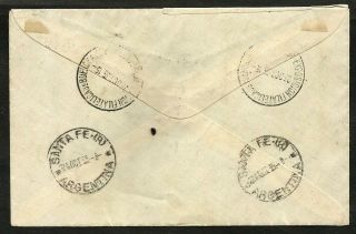 ARGENTINA 1935 REGISTERED COVER BUENOS AIRES TO SANTA FE WITH yV.  BLOCK 1 VF 2
