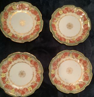 Limoges Lewis Straus & Sons Ls&s Hand Painted Gold Bread & Butter Plates (4)