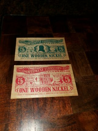 2 - Flat Wooden Nickel - Portsmouth,  Oh 1937 - 