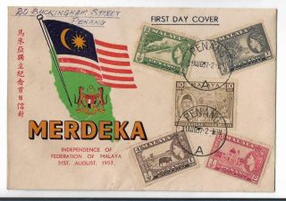 Private First Day Cover Fdc Merdeka Tunku 31st Aug 1957 Penang Stamps Malaya