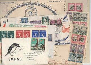 South Africa 1940s - 60s Cover/fdc Lot:upu 75th Ann,  Voortrekkers,  Vanriebeecketc
