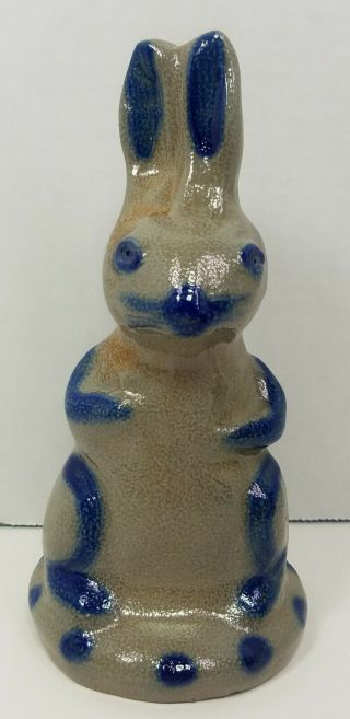 Beaumont Pottery Bunny Bank Maine Salt Glazed Stoneware Blue Rabbit 1996 Bbp