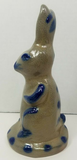 Beaumont Pottery Bunny Bank Maine Salt Glazed Stoneware Blue Rabbit 1996 BBP 3
