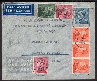 Belgium To Chile Air Mail Cover 1940 Lati? Not Censored Gent 3/5/40 - Santiago