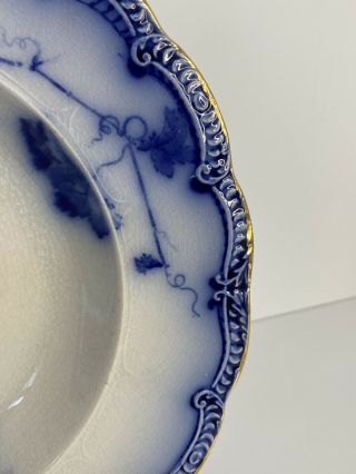 2 Antique Ridgeway Pottery Lonsdale Flow Blue Semi - Porcelain Soup Bowls England 3