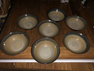 Set Of 7 Sango Roma Sage 4814 Stoneware 7 3/4 " Soup Salad Cereal Brown Bowls
