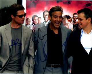 Matt Damon Brad Pitt George Clooney Signed 8x10 Photo Picture Autographed,