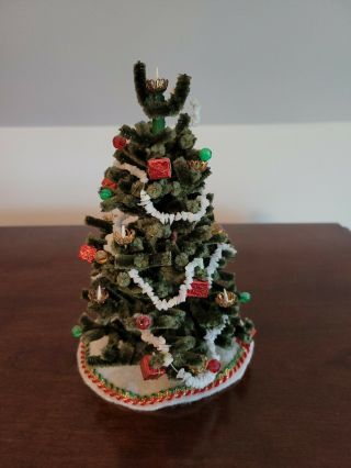 Dollhouse Miniature Hand Crafted Dressed Vintage Velour Christmas Tree