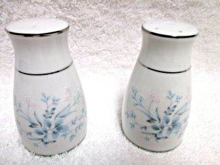Noritake Carolyn 2693 Salt And Pepper Shakers Blue Pink Flowers