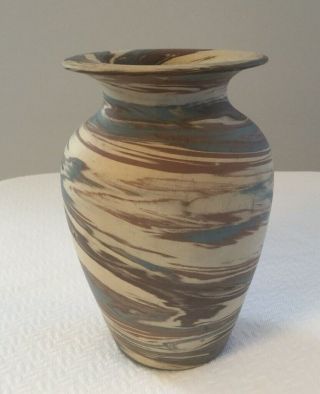 Antique Niloak Mission Swirl Pottery Vase - 4 1/2 " 1st Art Mark