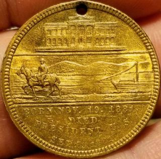Token Medal DIED PRESIDENT 1881 JAMES GARFIELD BIRTH 1831 Canal White House Fob 2
