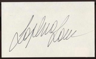 Sophie Loren Signed Index Card Signature Autographed Auto