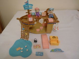 Sylvanian Families Adventure Treasure Ship With Two Swimmer Diver Dog Figures