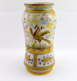 Sant Anna Lisboa Portugal Ceramic Vase Hand Painted Birds And Flowers Good Cond