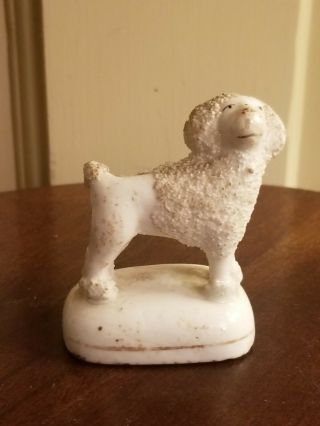 Antique Staffordshire Miniature Standing Poodle Figurine 2 1/2 " Tall