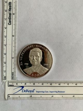 Liberia President Ronald W.  Reagan $20 Silver Proof 2000