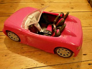 Barbie Pink Glitter Convertible Car - Mattel 2013 - Seatbelts Glam Toy Vehicle