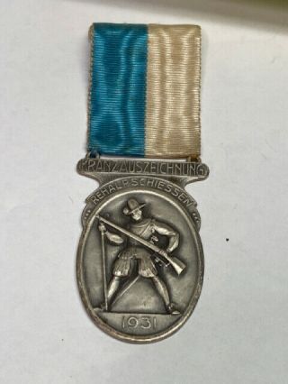 Swiss 1931 Shooting Medal Ribbon Pin Award Zurich Rehalp