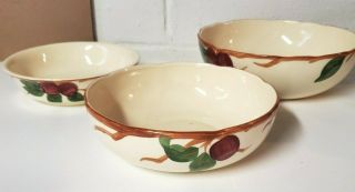 Vintage Franciscan Apple Set Of 3 Round Serving Bowls Made In California