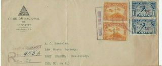 1937 Managua Nicaragua Official Registered Airmail To East Orange Nj,  Baseball