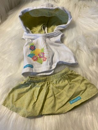 American Girl Hoodie And Skirt Outfit Summer Green Flowers