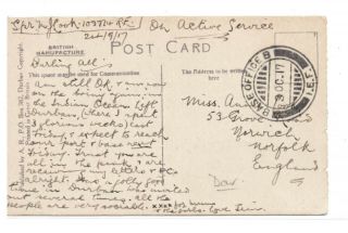 British East Africa - Wwi Postcard To The Uk Cancelled " Base Office B/i.  E.  F " 1917