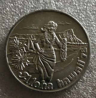 1978 Aloha Hawaii Hula Girl Mardis Gras Token Coin Medal