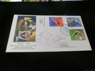 Hans Erni Peace Wfuna Cachet Signed With Design First Day Stamped Z1 Pt