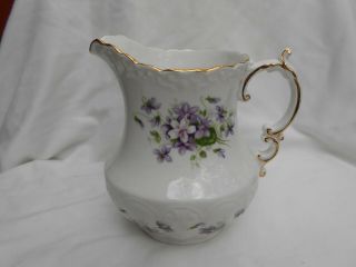 Vintage Aynsley China Wild Violets Milk Jug Pitcher Vase Gold Butterfly