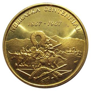 1967 Nebraska Centennial Medal - 34mm - Sarpy County / Bellevue Rev - Token