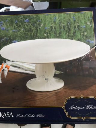 Mikasa Antique White 11.  5 - In.  Footed Cake Plate