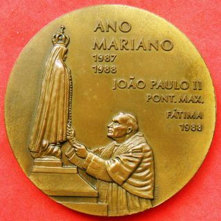 Religious Blessed Pope John Paul Ii Praying To Our Lady Of Fátima Bronze Medal