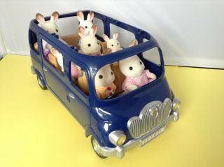 Sylvanian Families Bluebell Family Car/chocolate Rabbits Bundle Inc: Grandparent