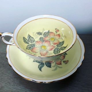 PARAGON Tea Cup and Saucer Double Warrant Yellow and Pink Flowers C 1952 - 1960 2